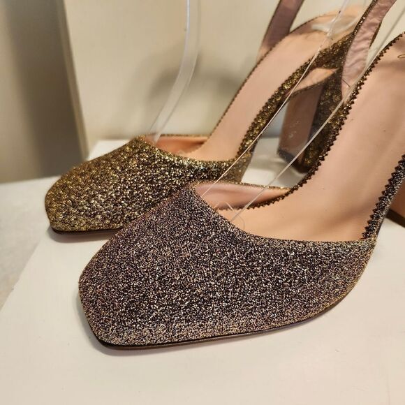 NWT J.Crew "Harlow" Gold Lurex Over Leather Ankle Strap Pumps Sz.8.5 $248 - Picture 2 of 9